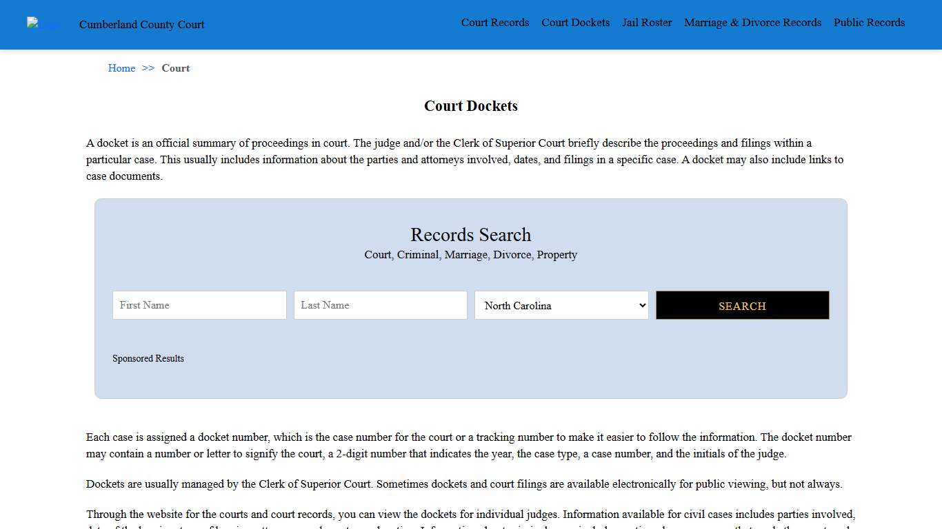 Court Dockets | Cumberland County Court